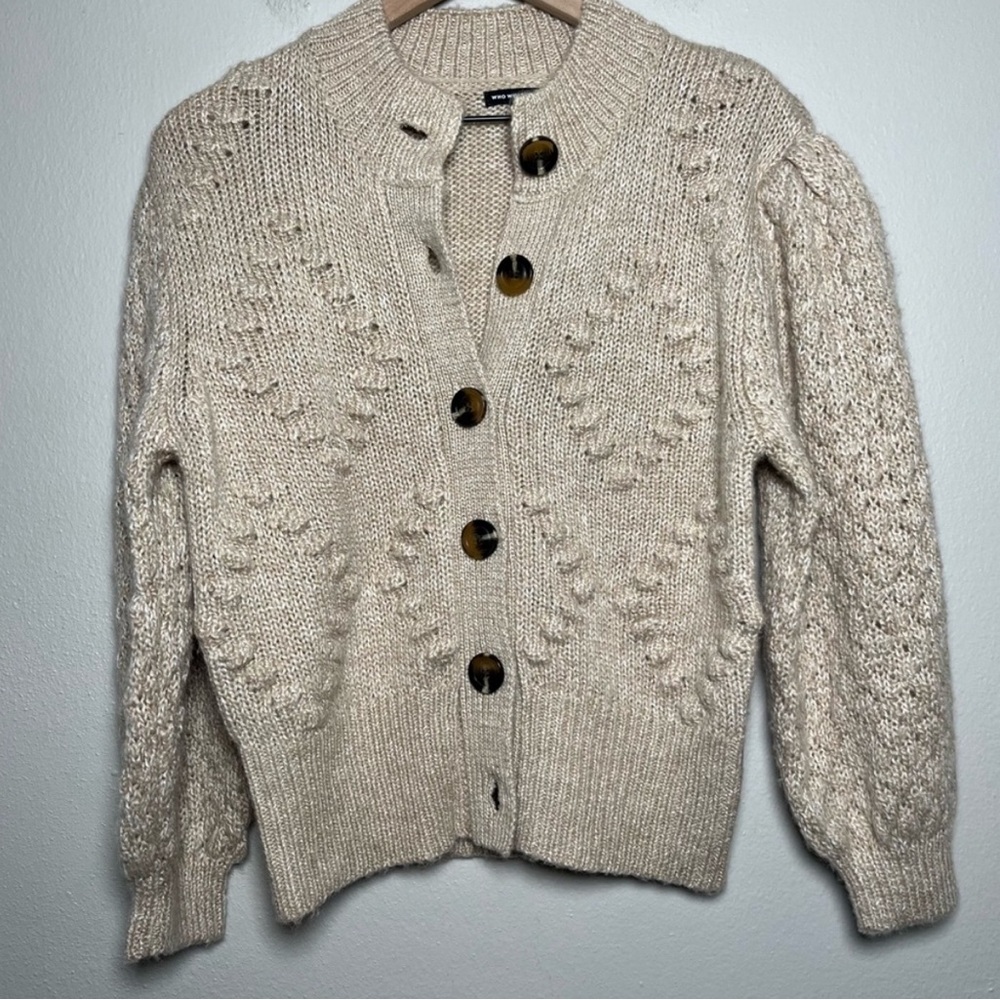 Who What Wear Women Cardigan Sweater Granola Girl Cable Knit Academia